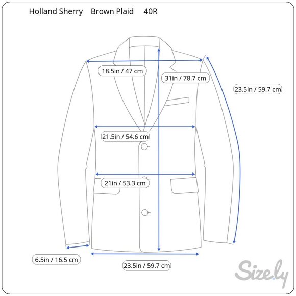 Holland & Sherry Mens Wool Lined Collared Button Plaid Suit Blazer Brown Size 40 - Picture 7 of 14